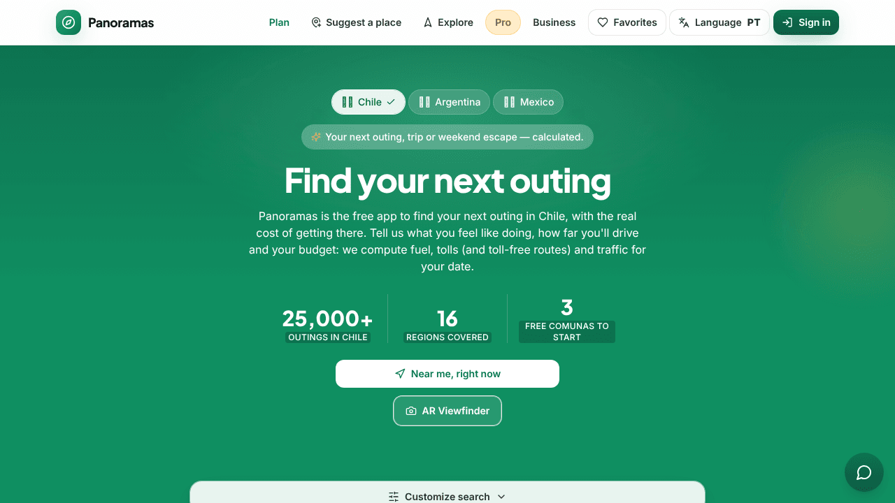 Panoramas website screenshot