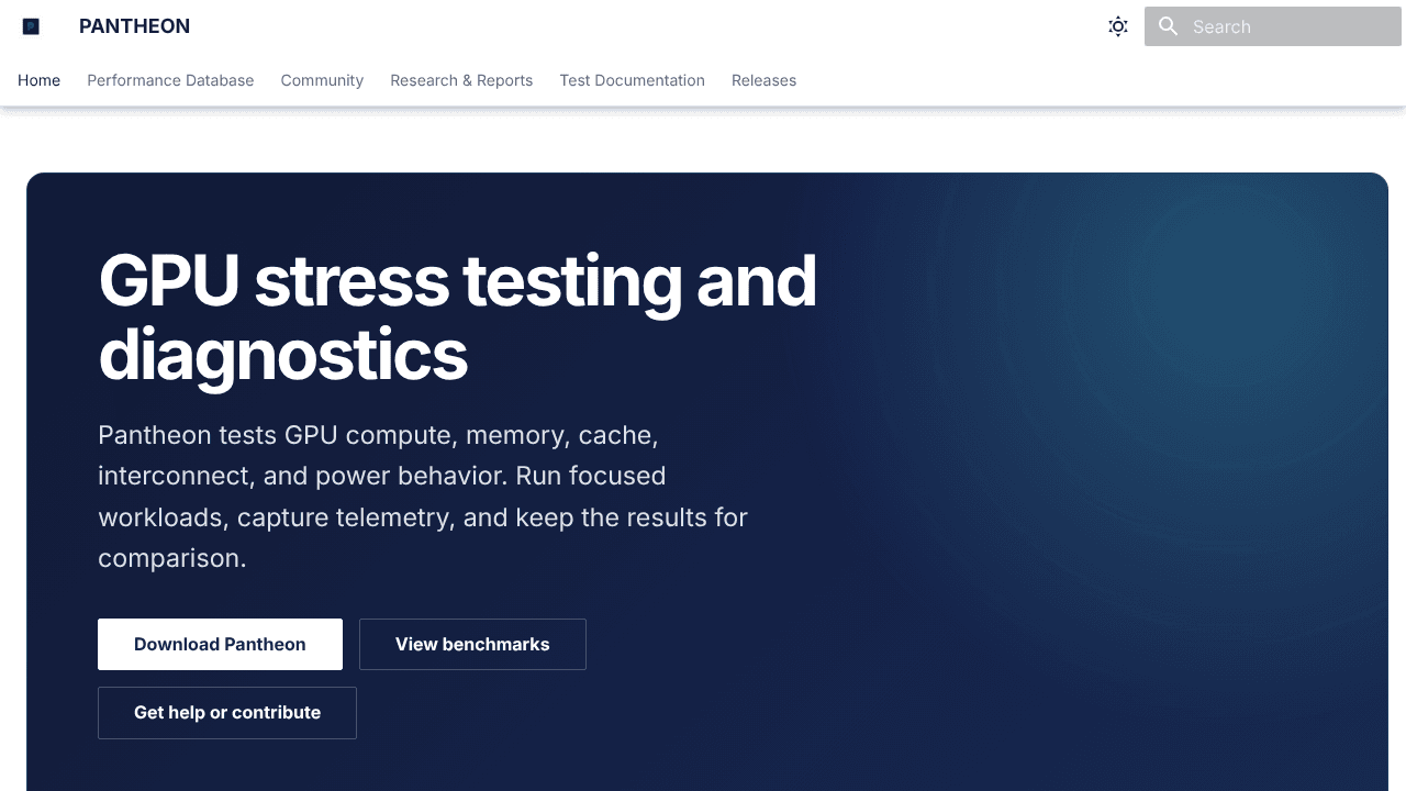 PANTHEON website screenshot