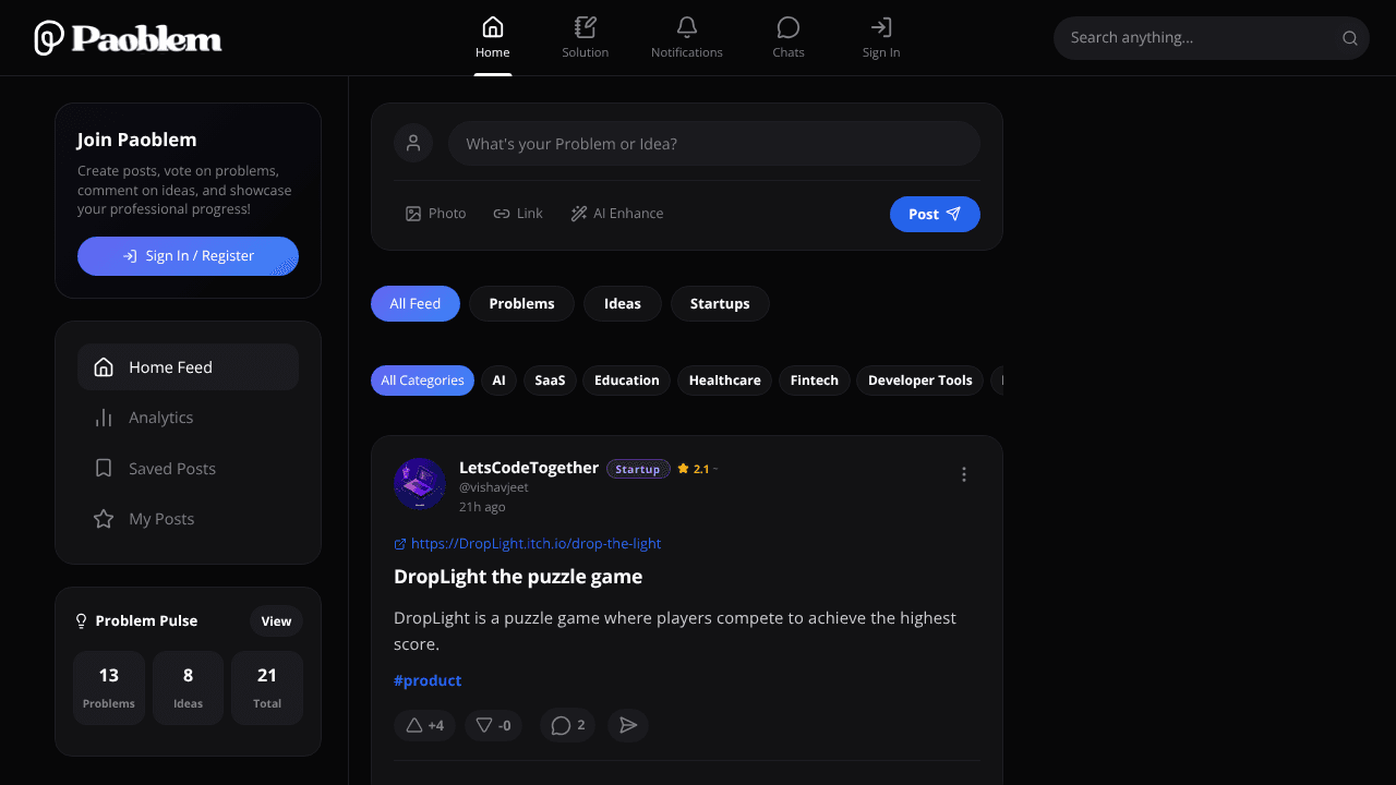 Paoblem website screenshot