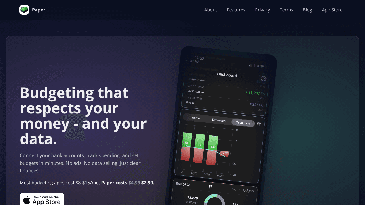 Paper website screenshot