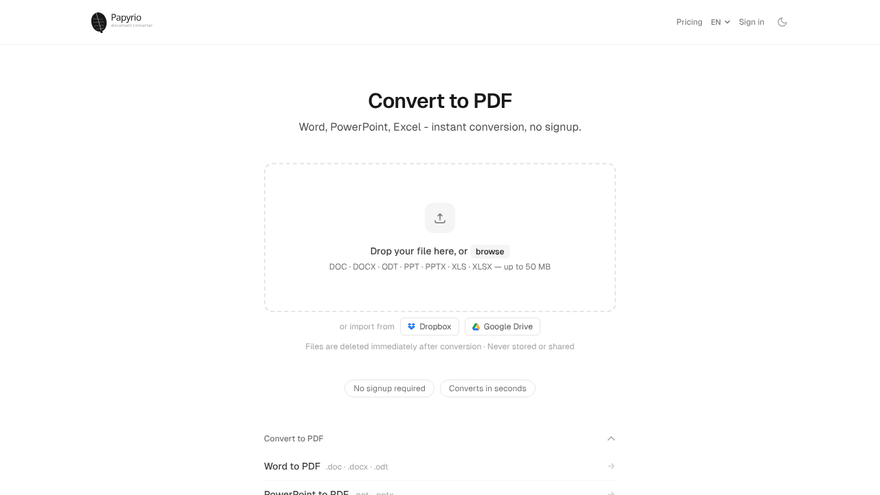 Papyrio website screenshot