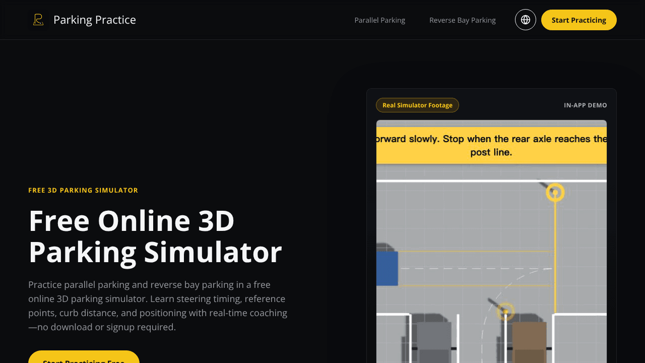 Parking Practice website screenshot