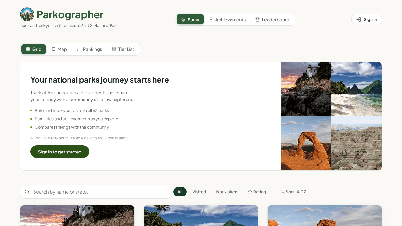Parkographer website screenshot