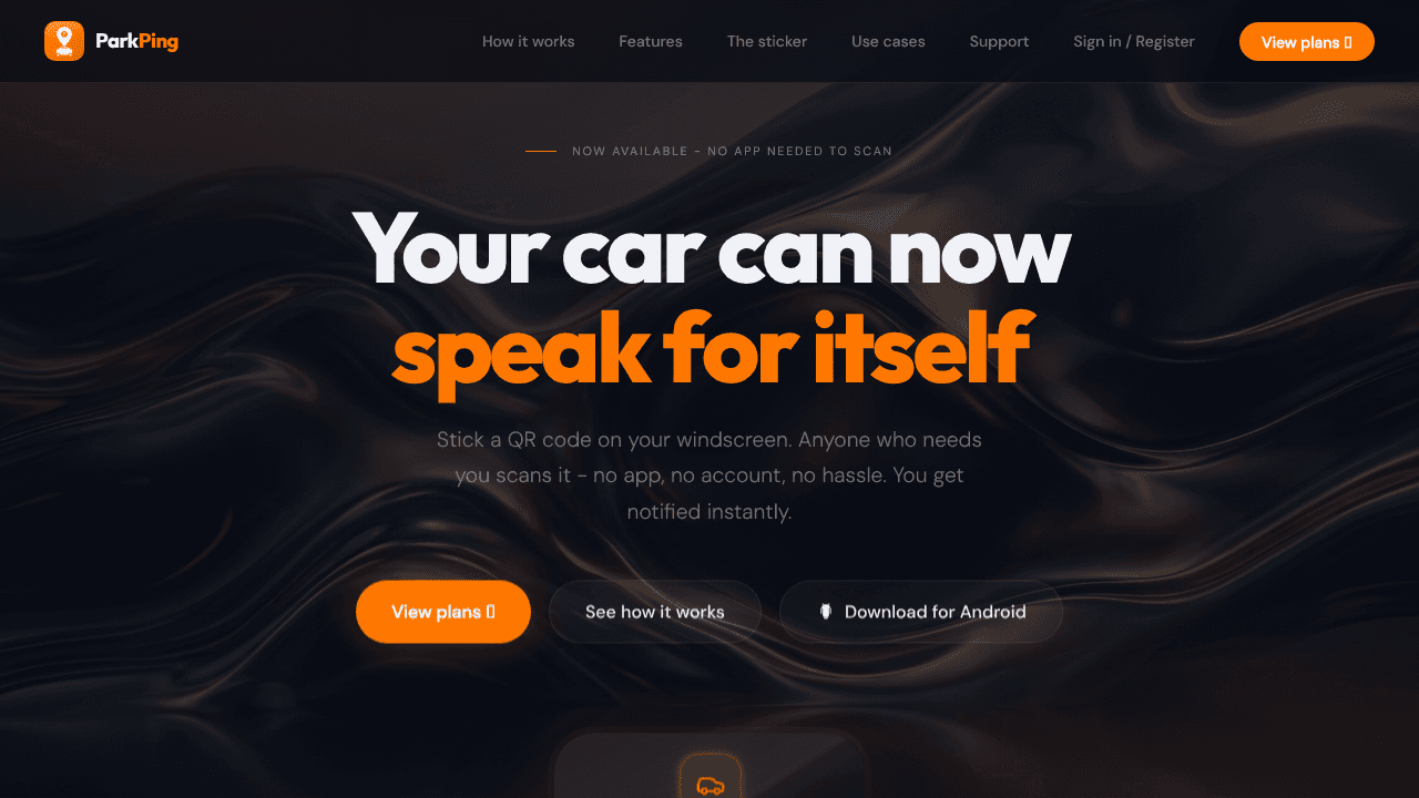 ParkPing website screenshot