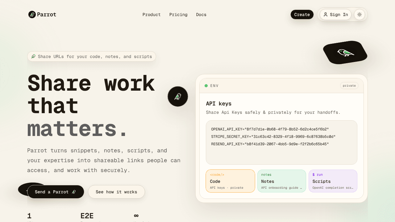 Parrot website screenshot