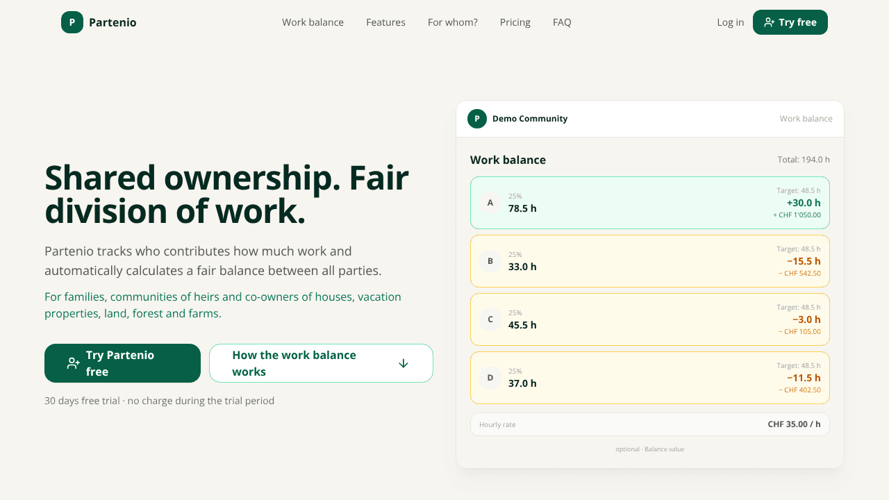 Partenio website screenshot