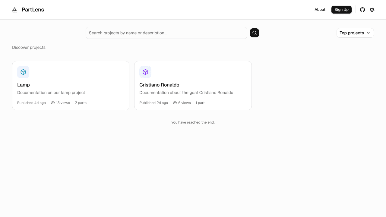 PartLens website screenshot