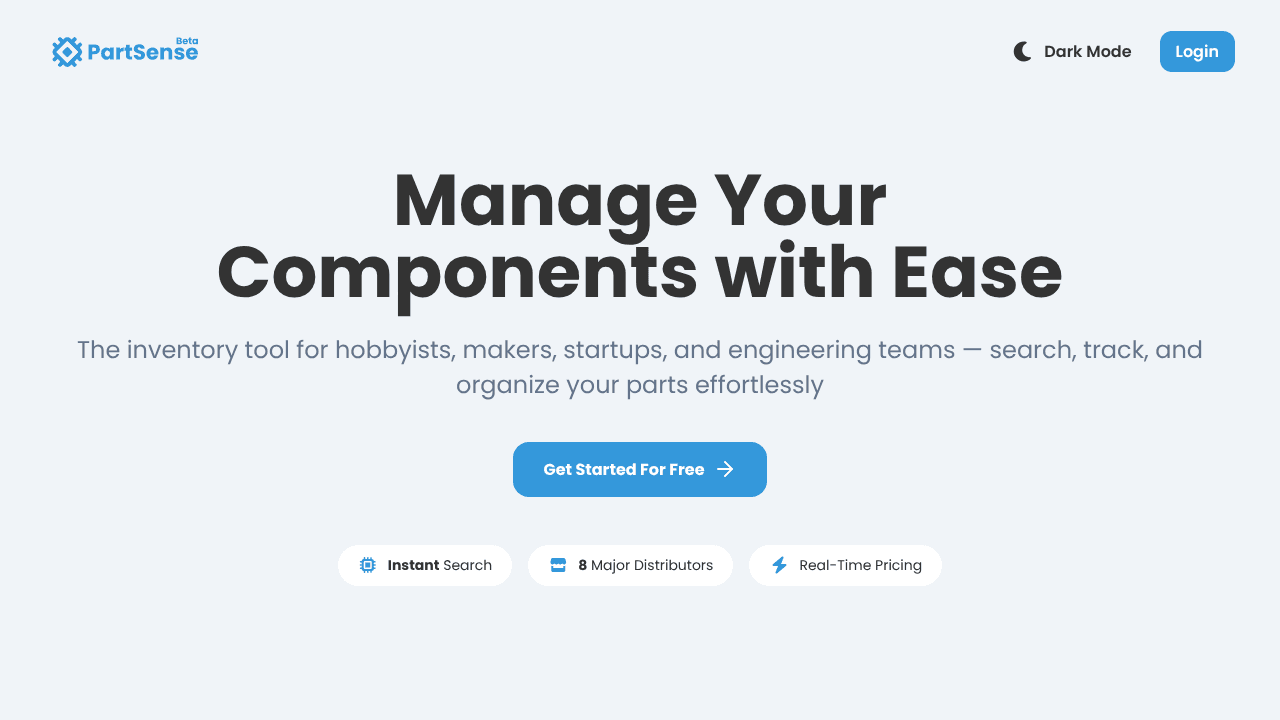 PartSense website screenshot