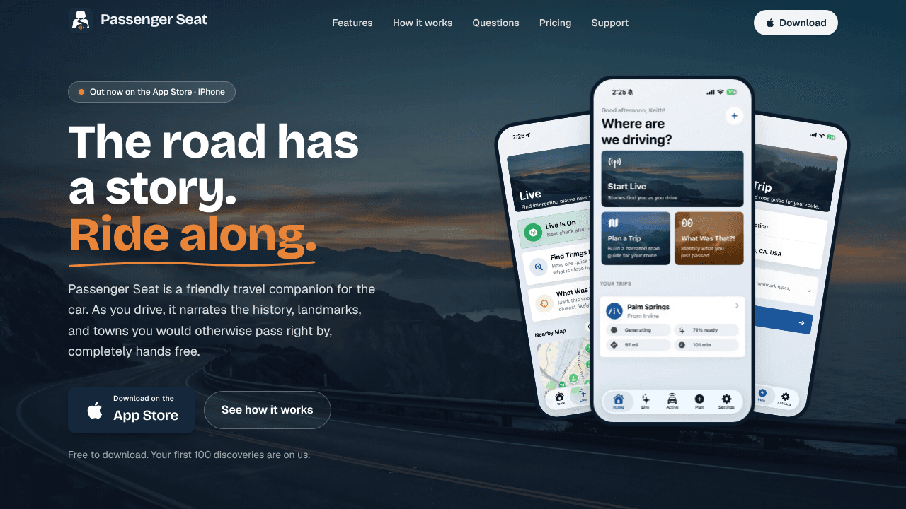 Passenger Seat website screenshot