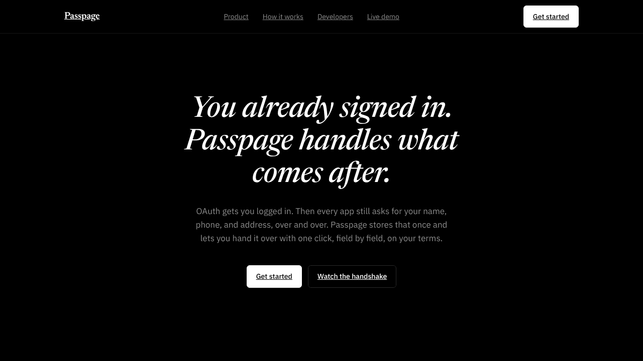 Passpage website screenshot