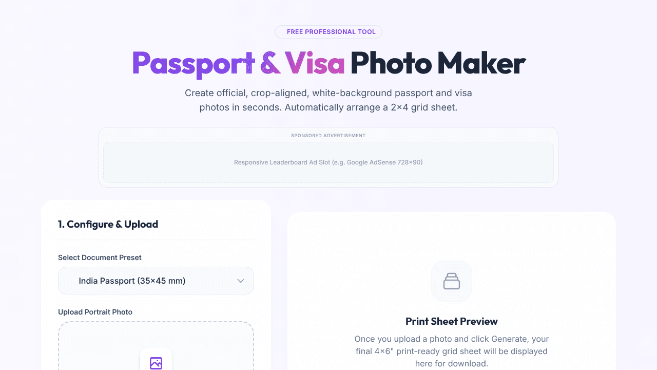 PassPicGo - Free Passport Photo Maker website screenshot