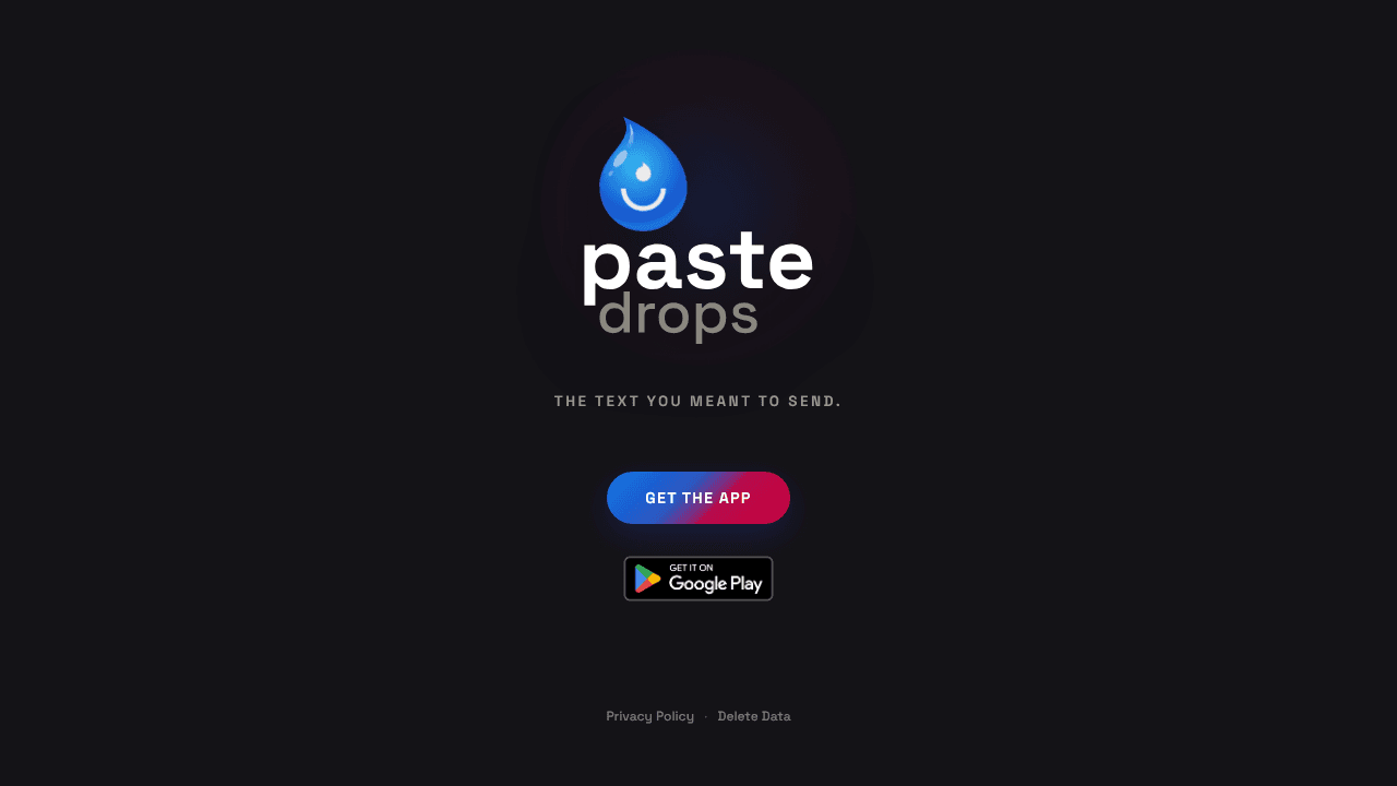 Paste Drops website screenshot