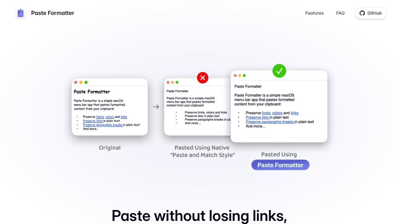 Paste Formatter website screenshot