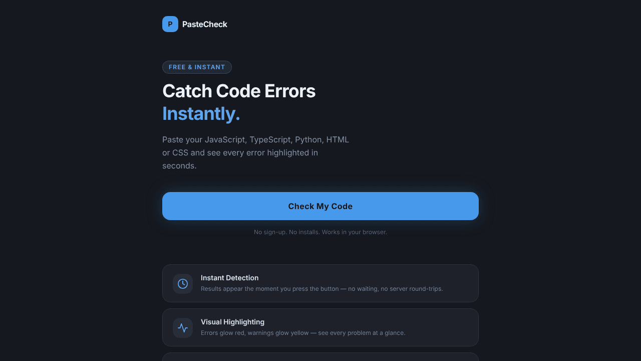 PasteCheck website screenshot