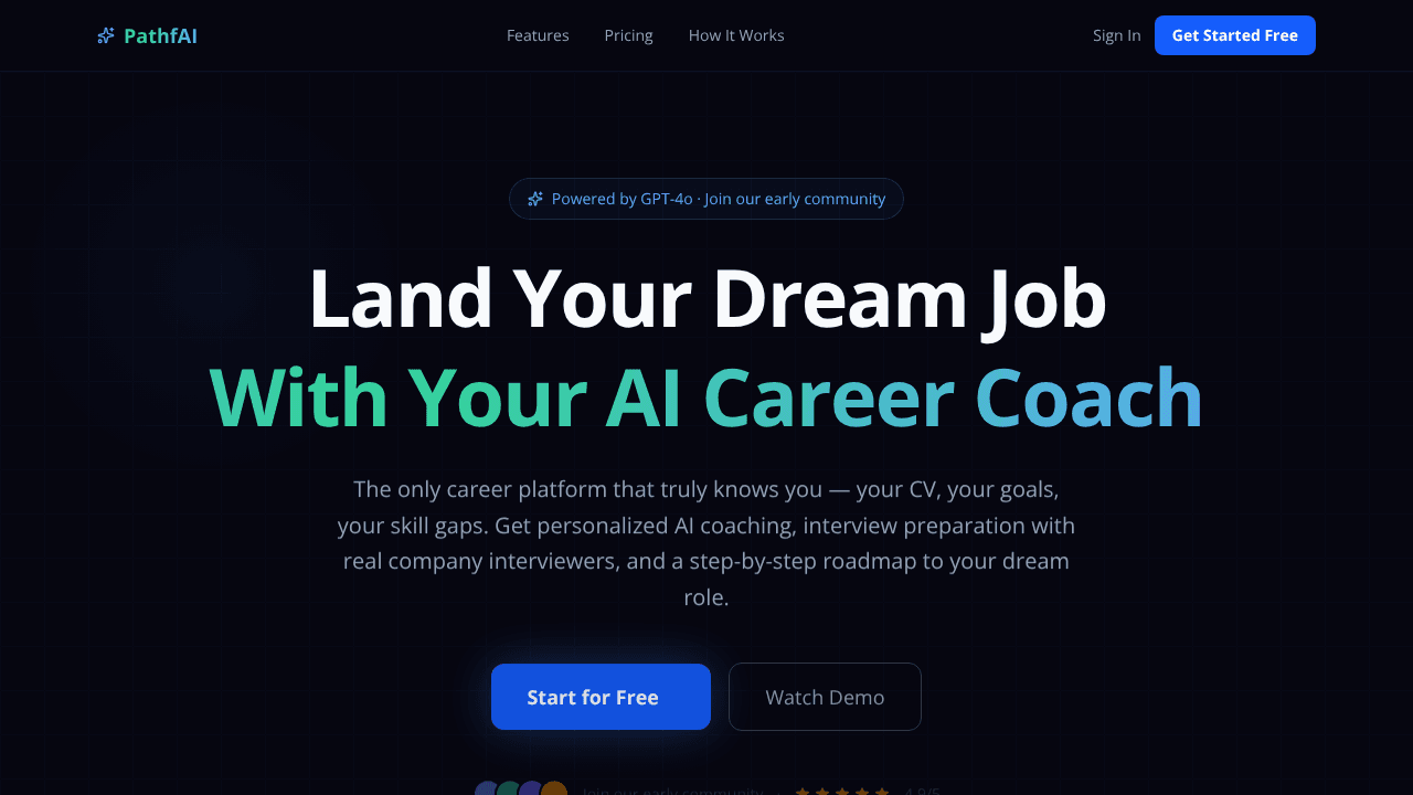 PathfAI — Your AI Career Coach website screenshot