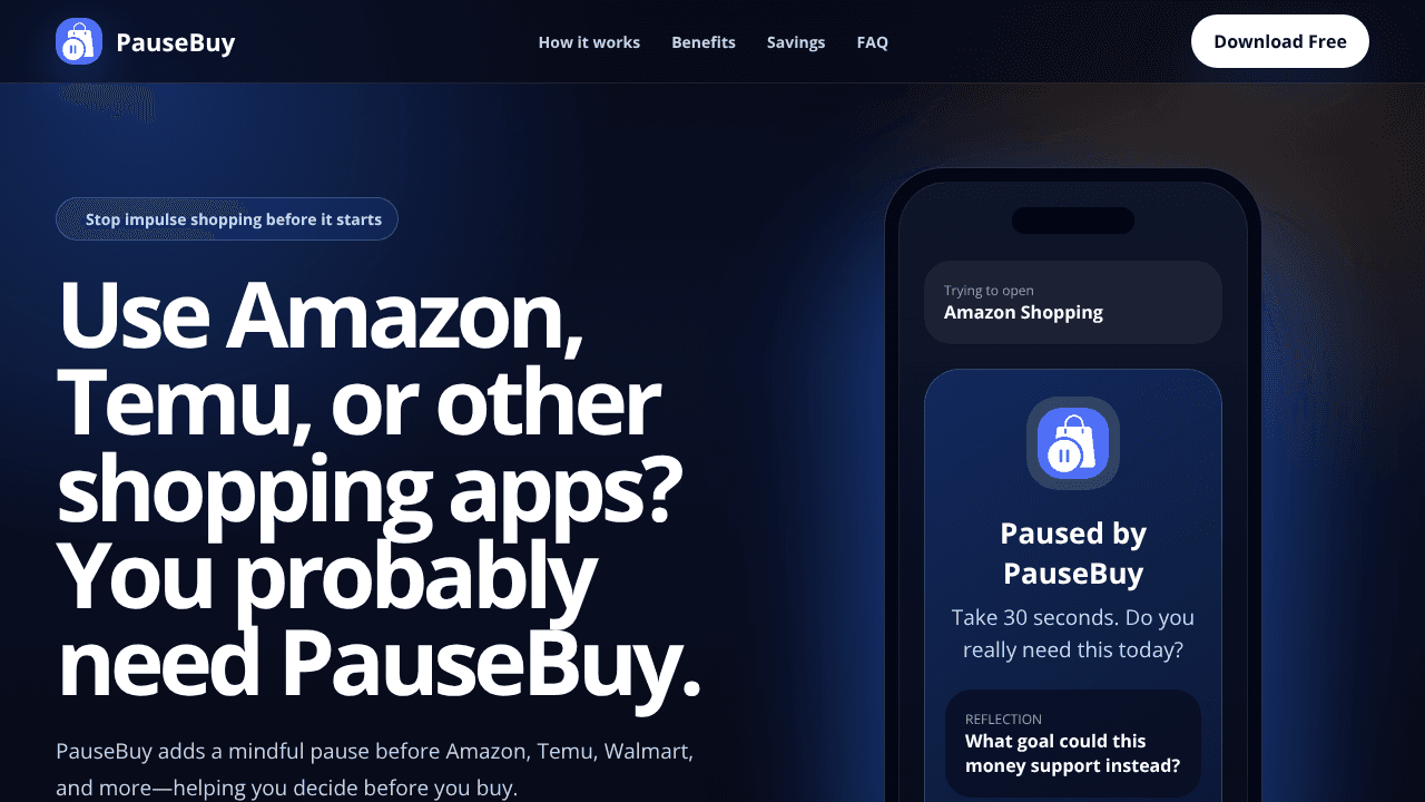 PauseBuy website screenshot