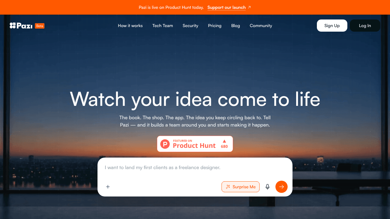 Pazi website screenshot