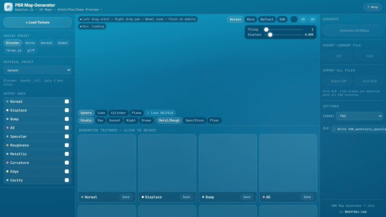 PBR Map Generator website screenshot