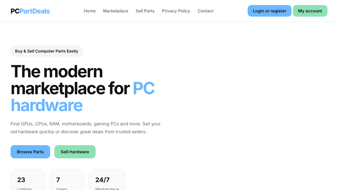 PCPartDeals website screenshot