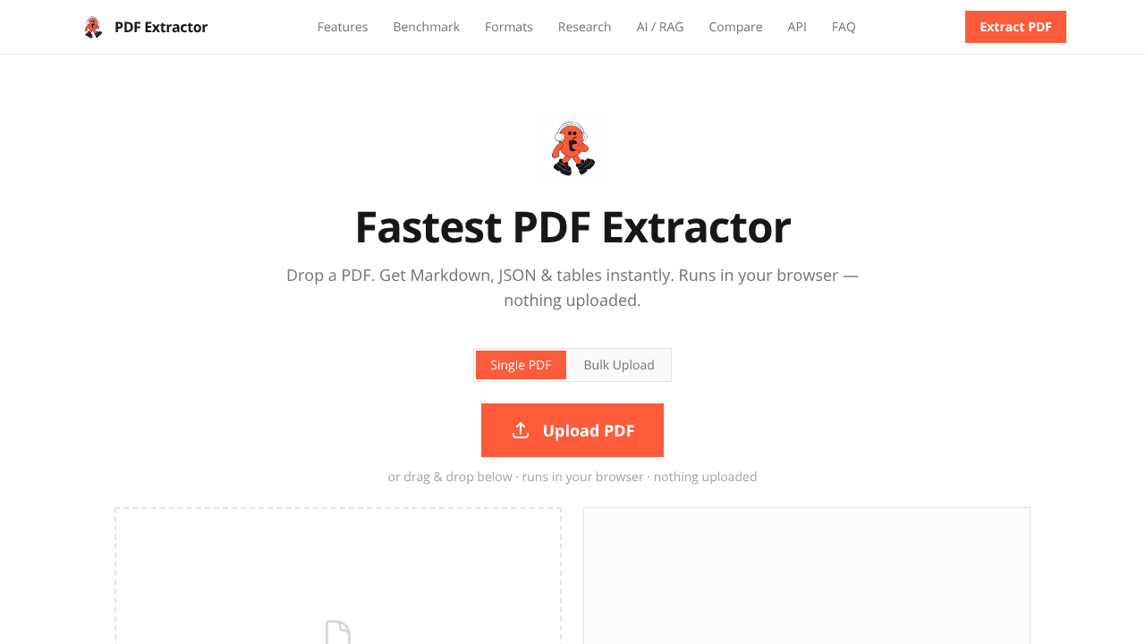 PDF Extractor website screenshot