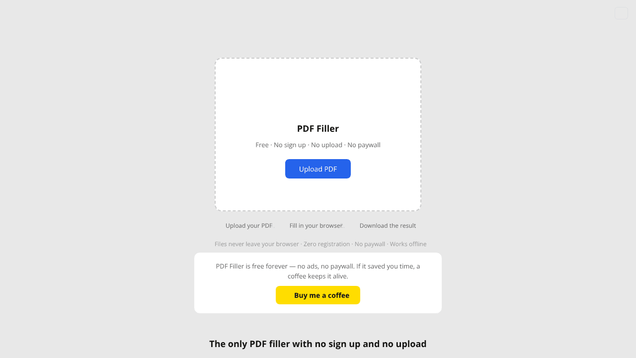 PDF Filler website screenshot