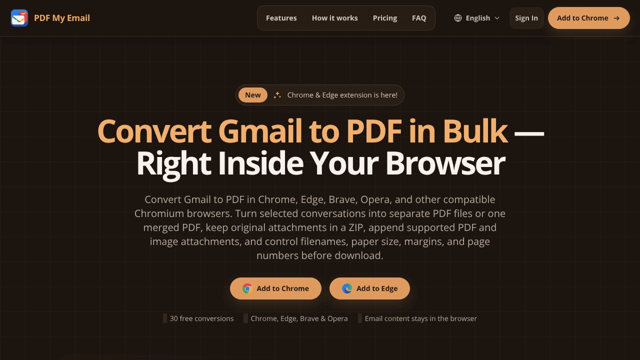 PDF My Email website screenshot