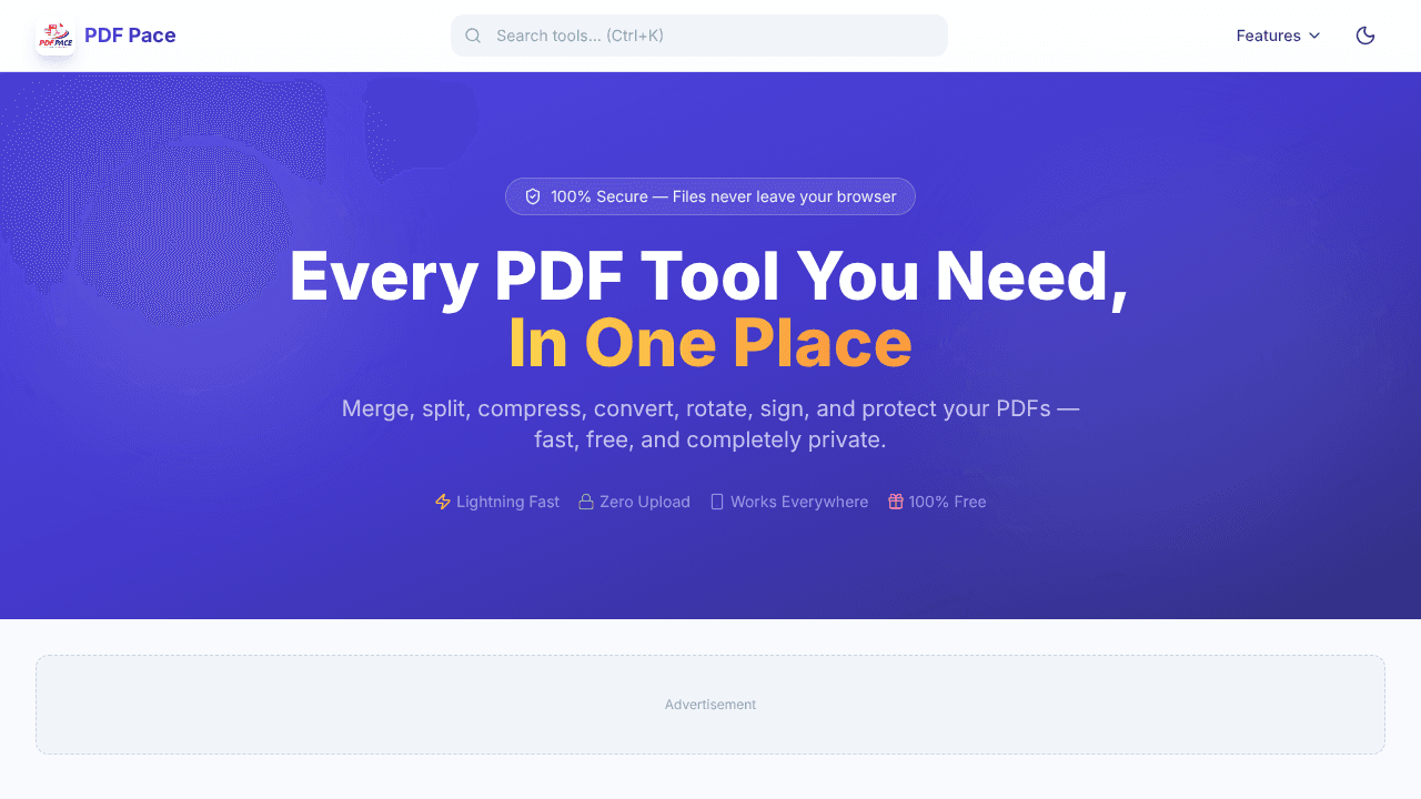 PDF Pace — Free Online PDF Converter website screenshot