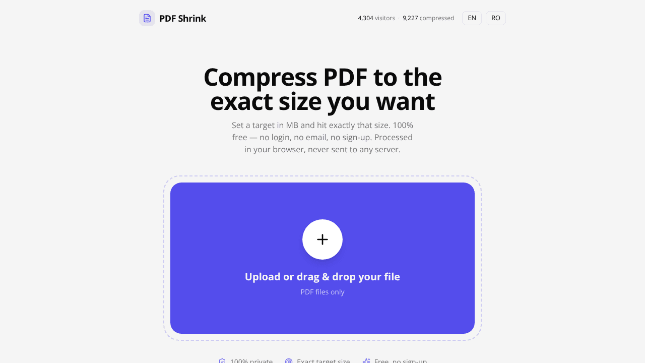 PDF Shrink  website screenshot