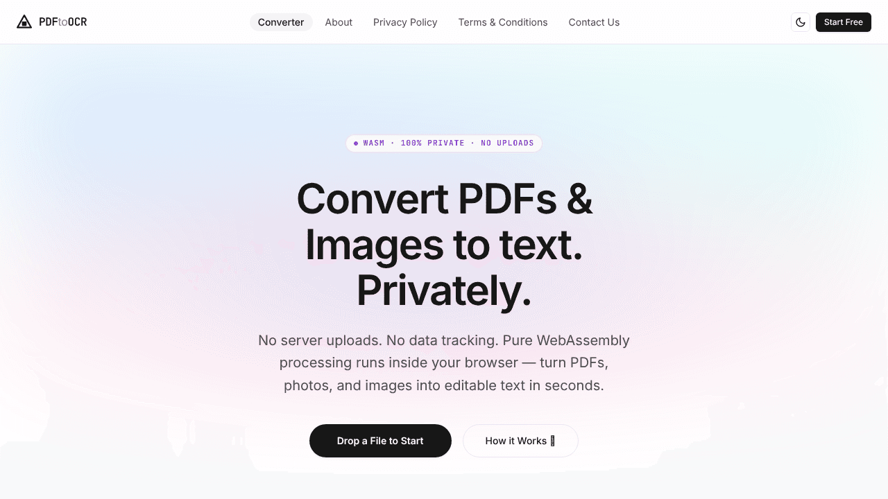 PDF to OCR website screenshot