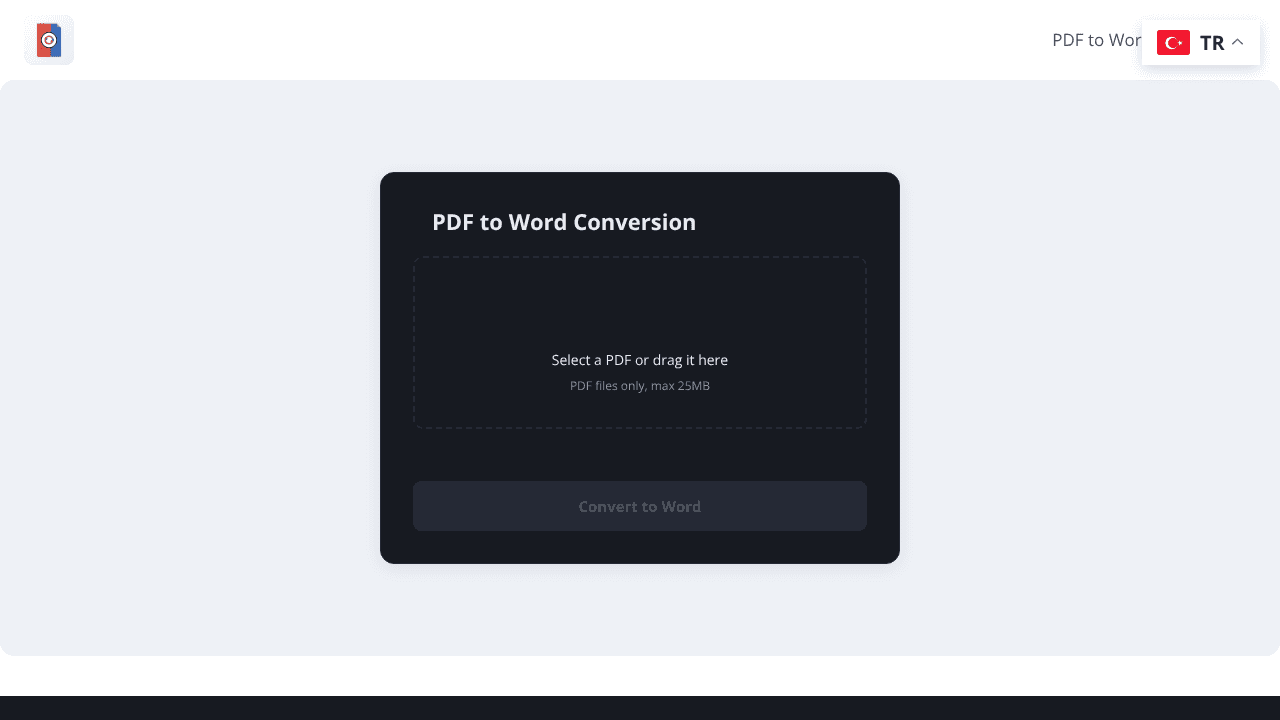PDF to Word Converter website screenshot
