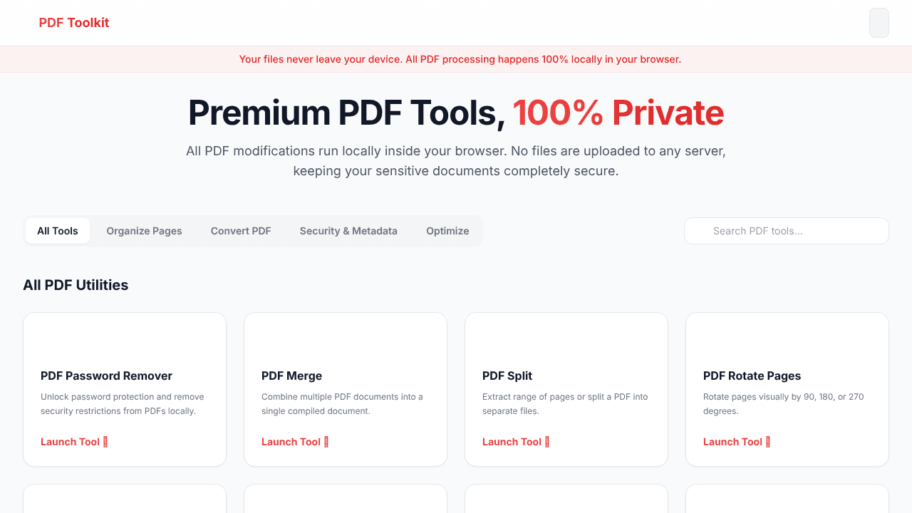 PDF Toolkit website screenshot