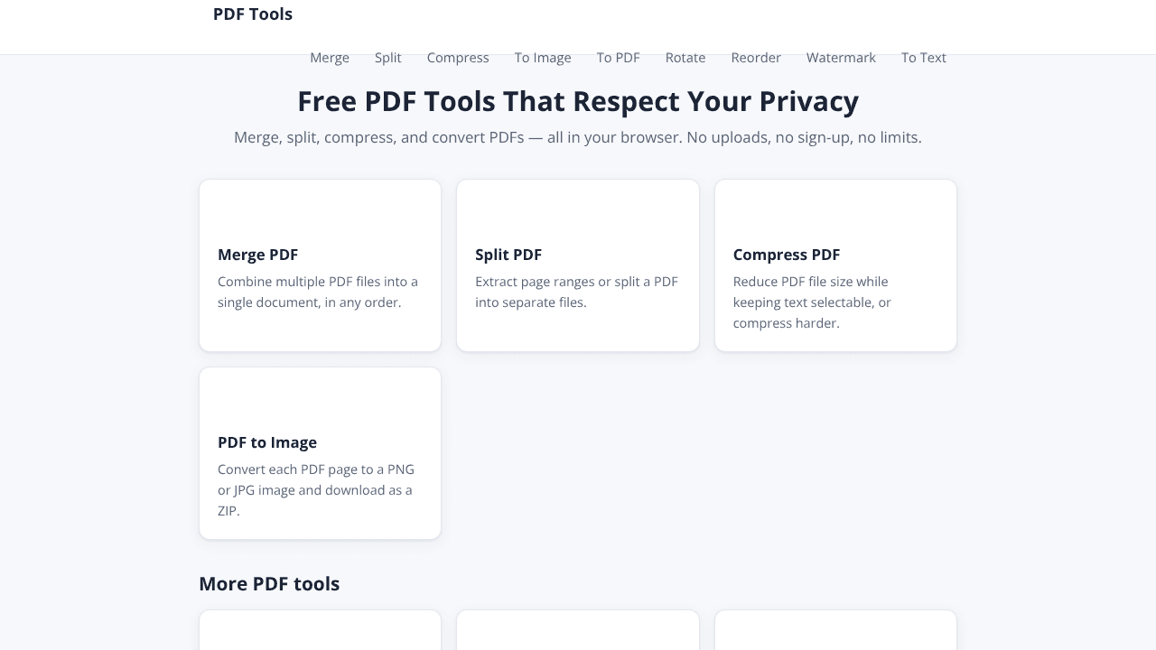 PDF Tools website screenshot