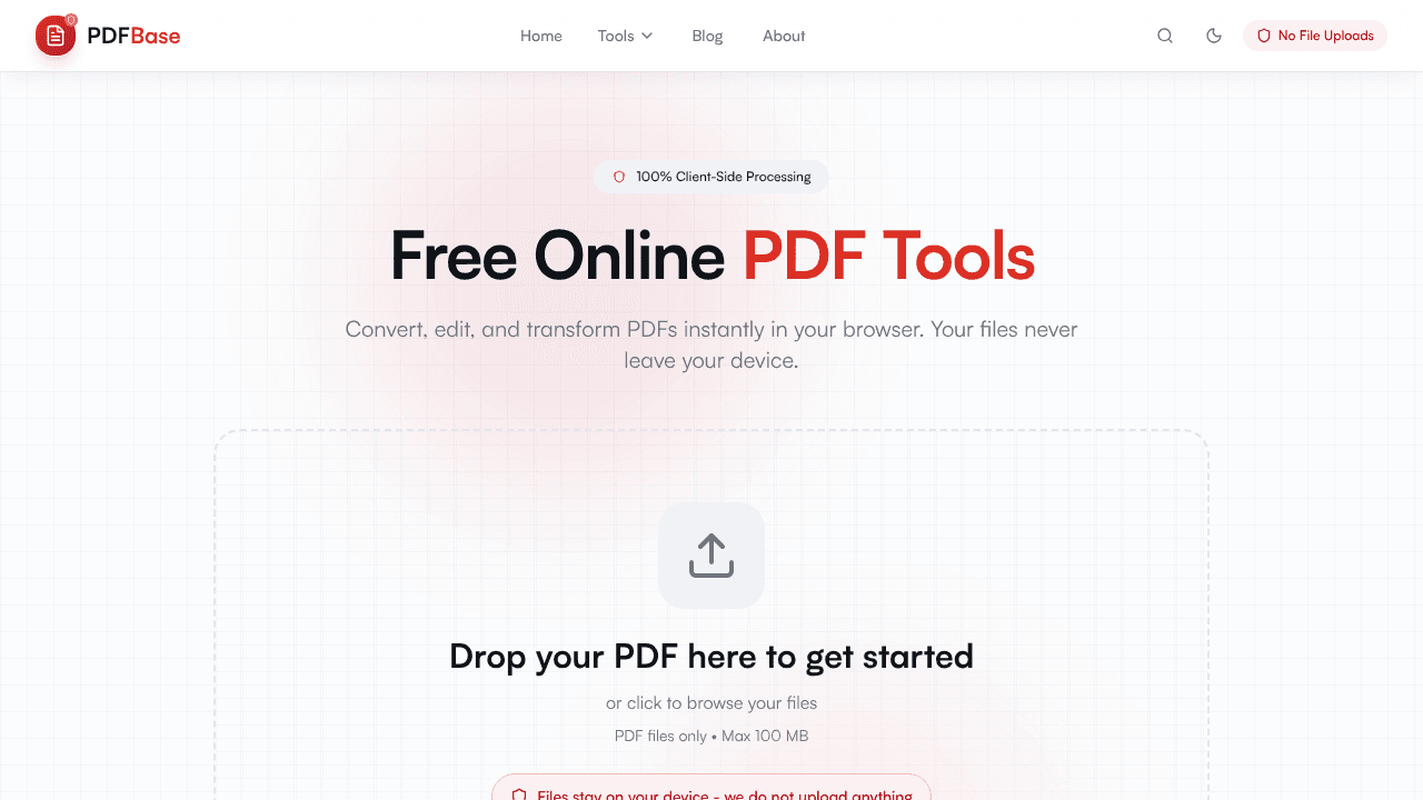 PDFBase website screenshot