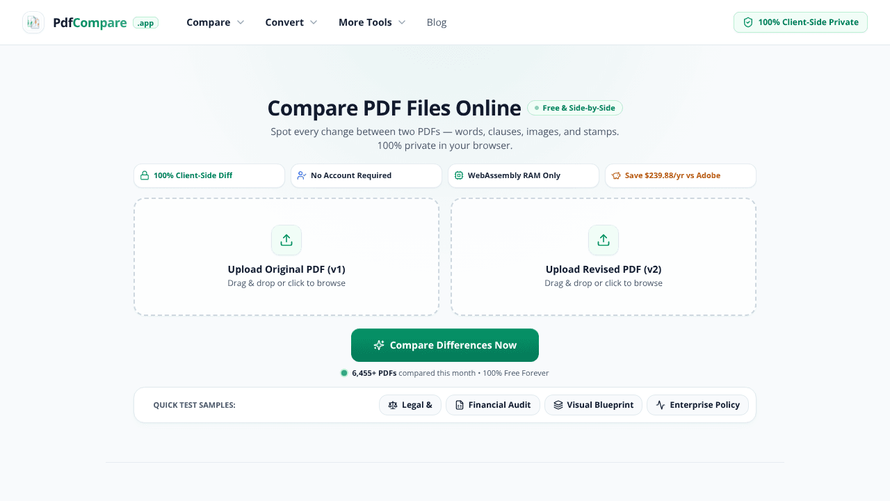 PdfCompare website screenshot
