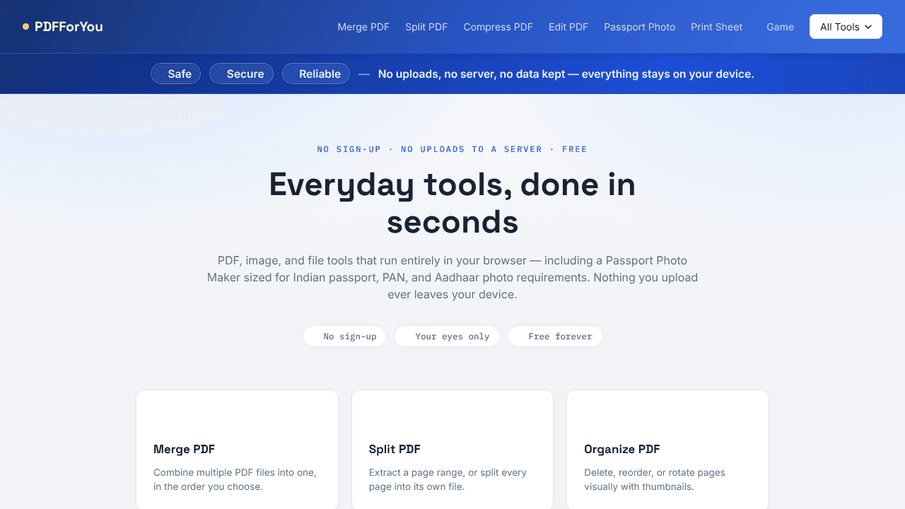 PDFForYou website screenshot