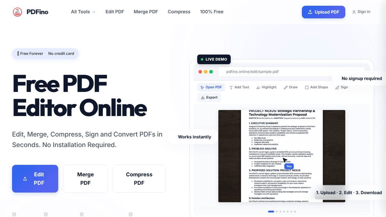 PDFino website screenshot