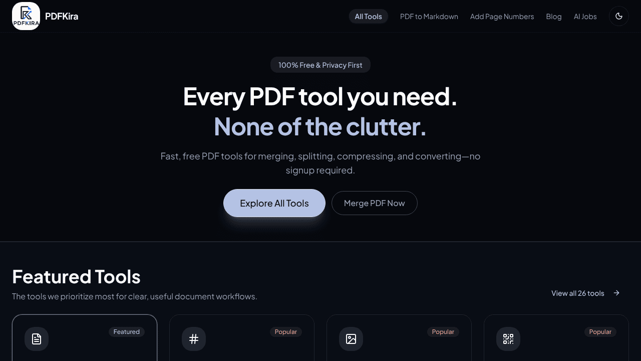 PDFKira website screenshot
