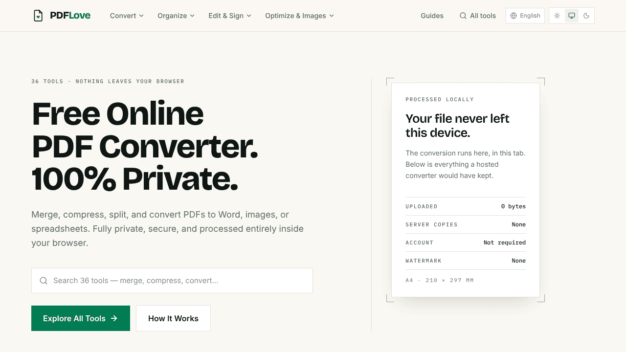 PDFLove website screenshot