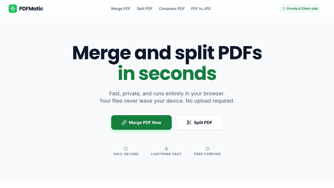 PDFMatic website screenshot