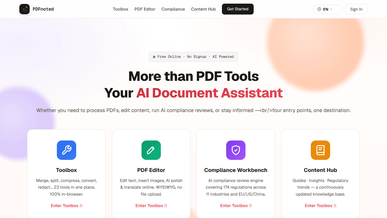 PDFnoted - AI Review, Note & Export website screenshot