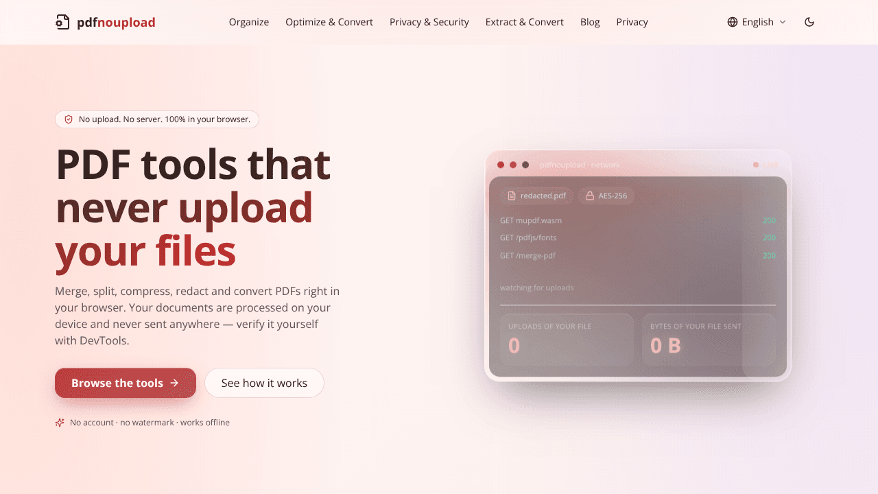 pdfnoupload website screenshot
