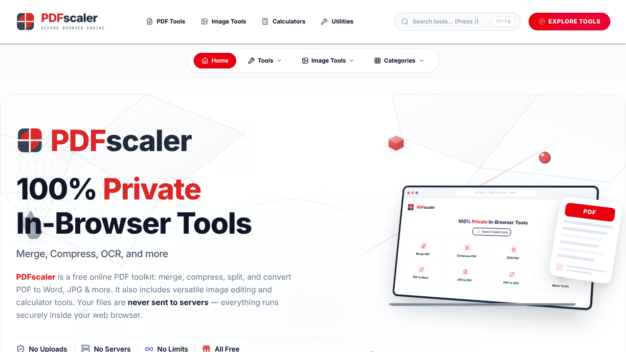 PDFscaler website screenshot
