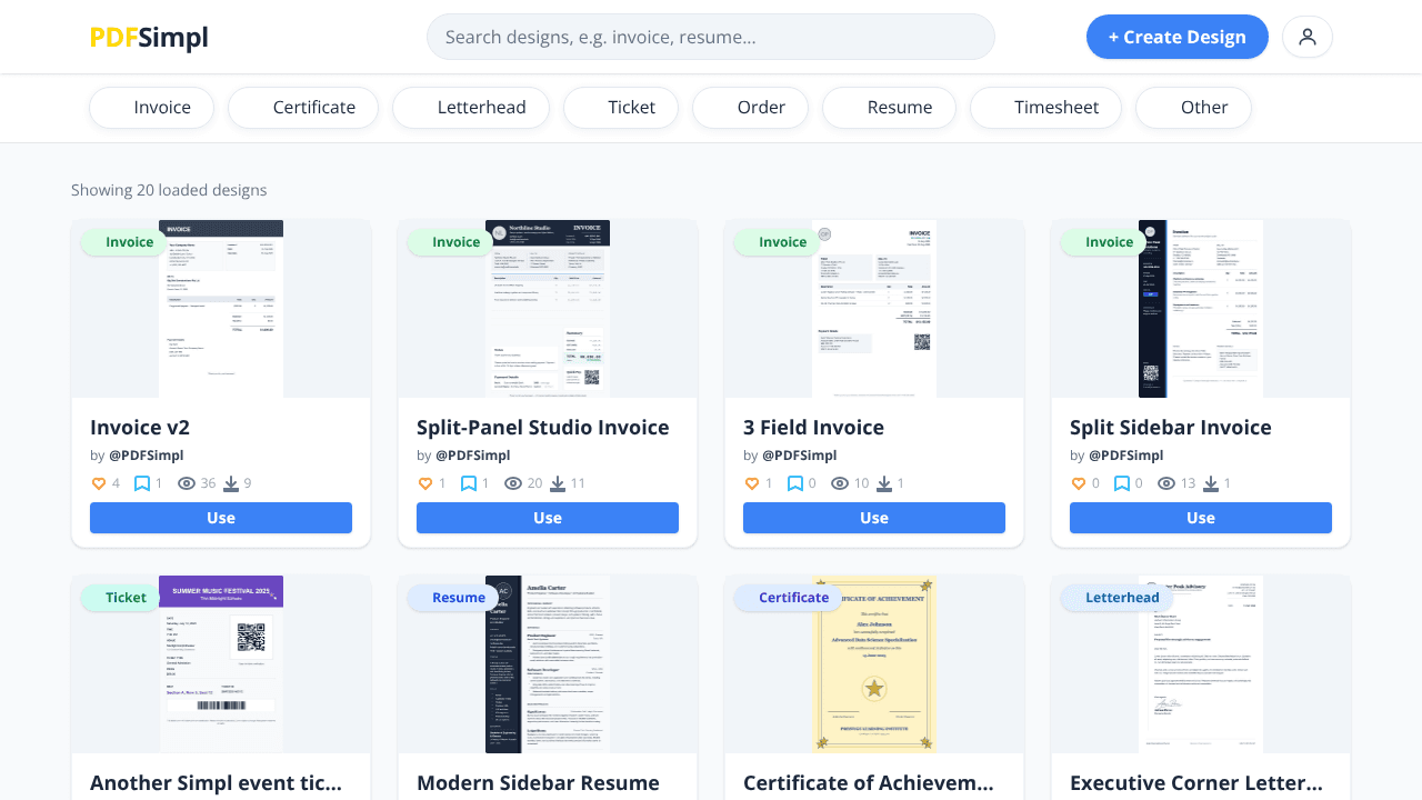 PDFSimpl website screenshot