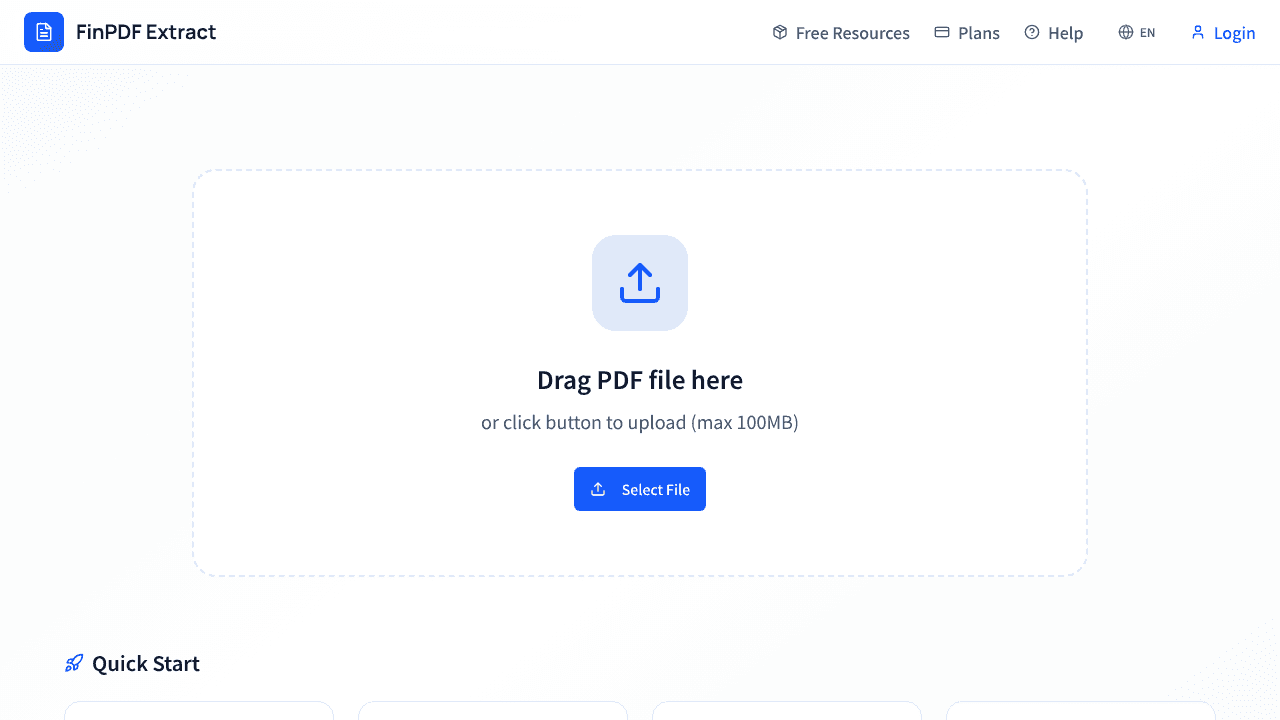 PDFTableX website screenshot