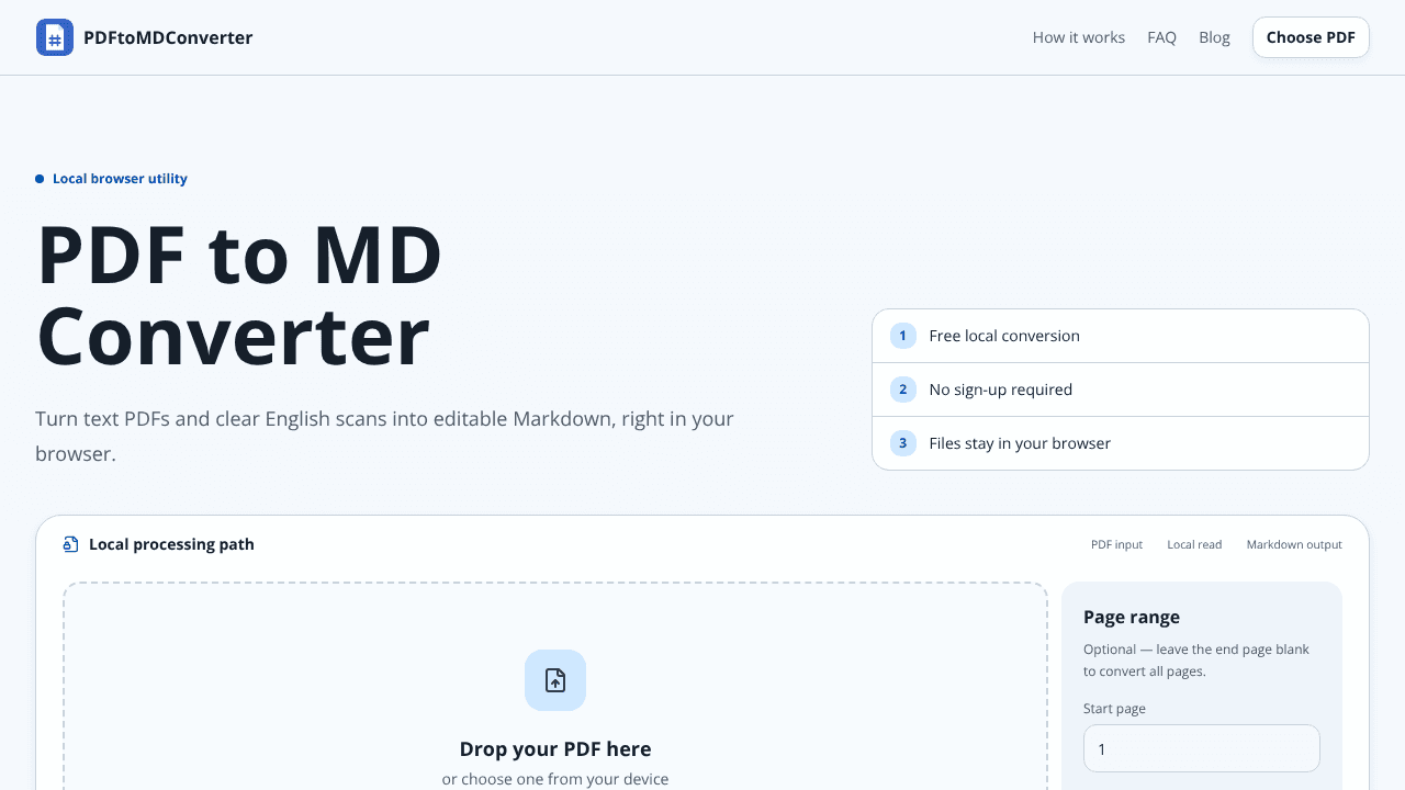 PDFtoMDConverter website screenshot