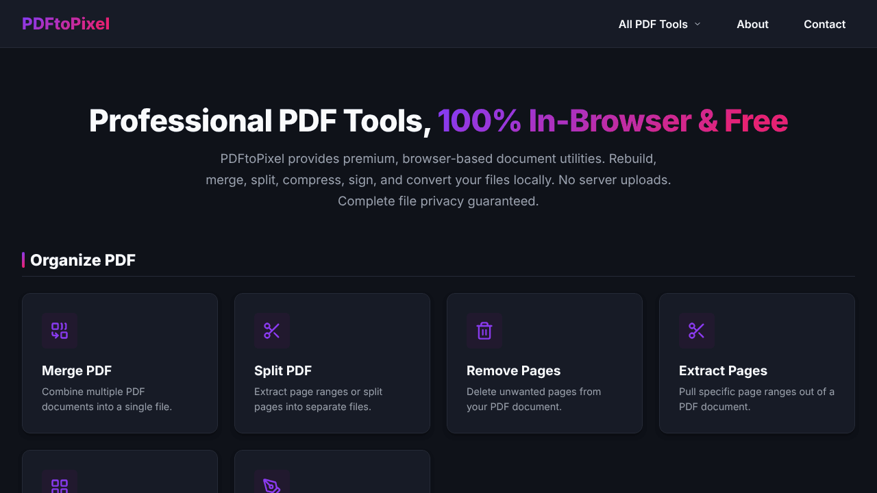 PDFtoPixel website screenshot