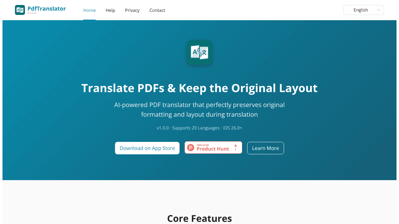 PdfTranslator website screenshot