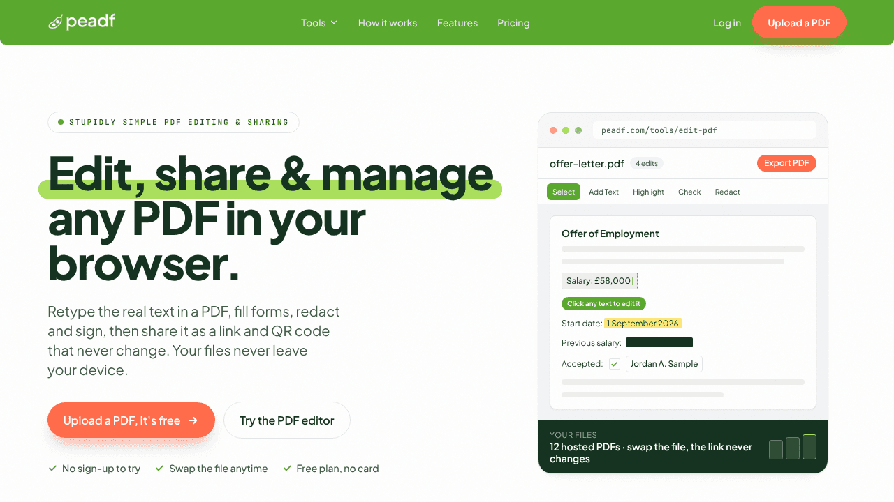 peadf website screenshot
