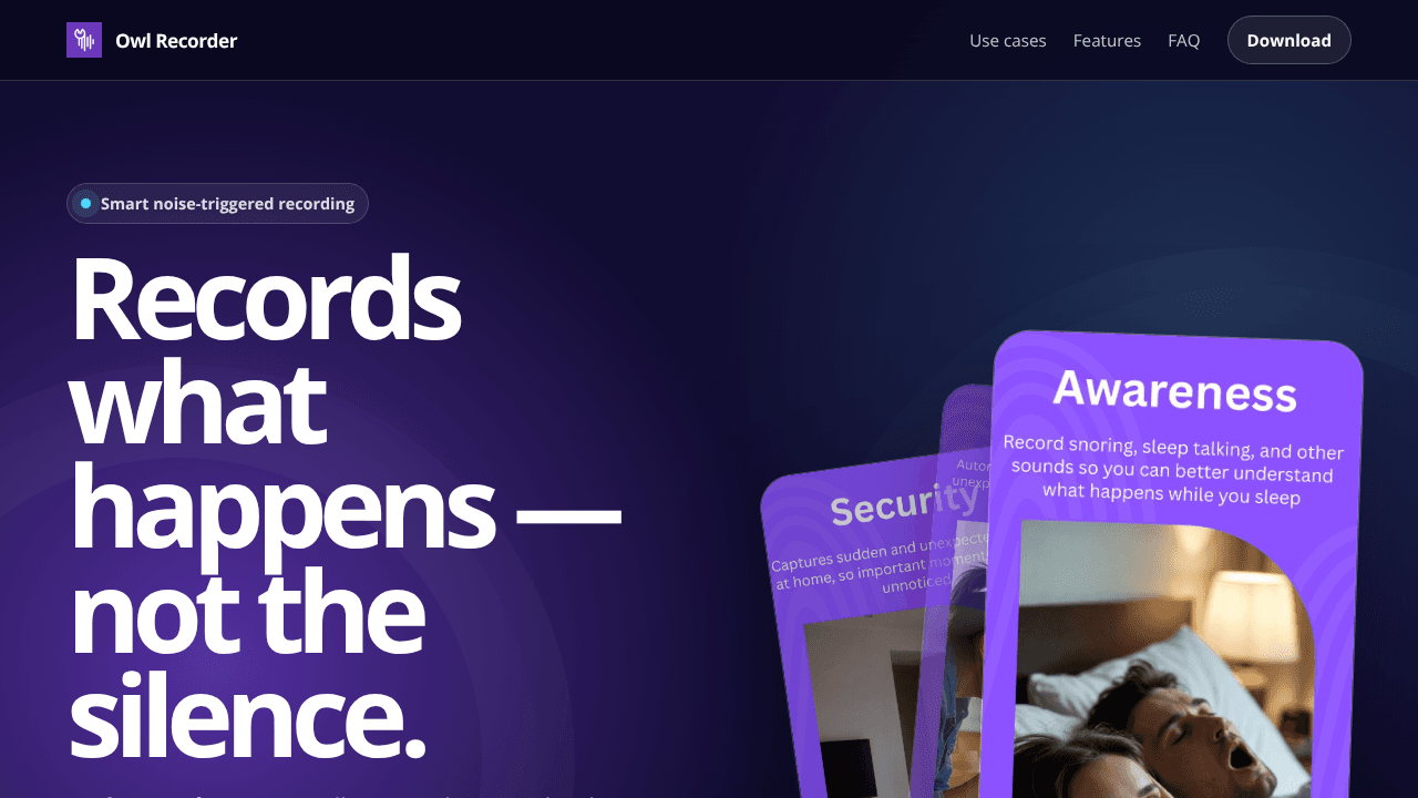 Peak Sound Recorder : Owl Recorder website screenshot