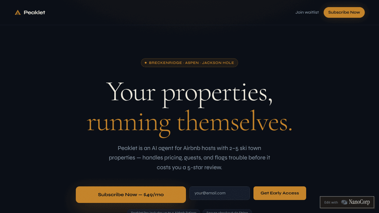 Peaklet AI Pro website screenshot